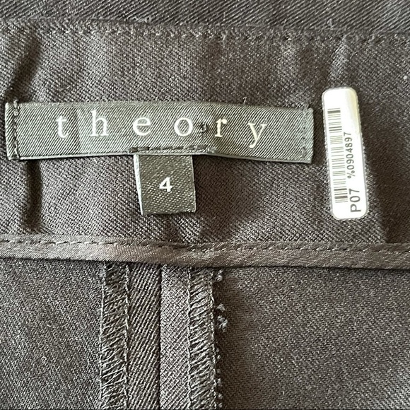 𝅺Theory Black Career Office Pants Women’s Size 4 Side Zip Classic Neutral - Picture 7 of 8